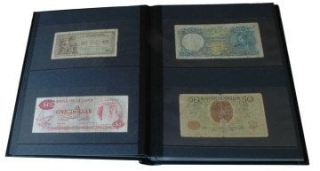 Leuchtturm Asitsiz Lüks Kağıt Para Albümü, Siyah Zemin, 15 yaprak, 30 sayfa, 60 Adet Bölme - Koyu Yeşil
