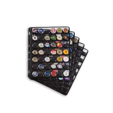 Leuchtturm COMPART Şişe Kapağı Koleksiyonu Albüm Sayfası (240x296mm), 42 Adet Kapasiteli, Siyah Cep'li, 5'lik Paket (5 adet Seperatörleri İle Birlikte)