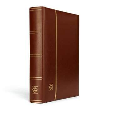 Leuchtturm Pul Defteri LEDER Hakiki Deri S64, A4, 32 Yaprak, 64 Sayfa, Full Asetat(Tamamen Şeffaf) Siyah Zemin Kahverengi