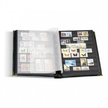 Leuchtturm Pul Defteri COMFORT DELUXE Demir Köşeli S64, A4, 32 Yaprak, 64 Sayfa, Siyah Zemin