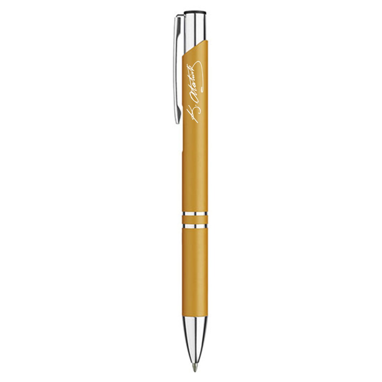 PULKO Promosyon Classic Lines II, Metal Kasa, Tükenmez Kalem, 041 (K. Atatürk İmzalı), Altın Sarısı