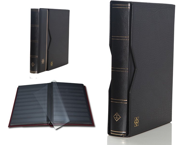 Leuchtturm Pul Defteri PREMIUM S64 SET, A4, 32 Yaprak, 64 Sayfa, Full Asetat(Tamamen Şeffaf) Siyah Zemin, Kasetli Siyah