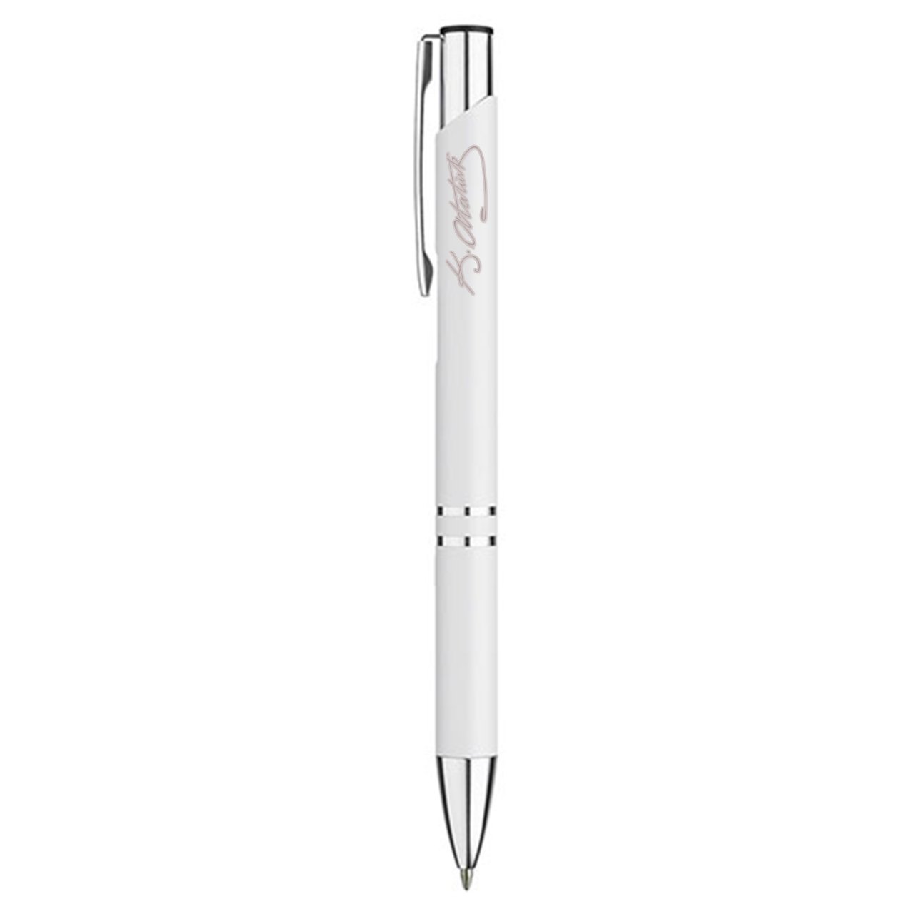 PULKO Promosyon Classic Lines II, Metal Kasa, Tükenmez Kalem, 041 (K. Atatürk İmzalı), Beyaz