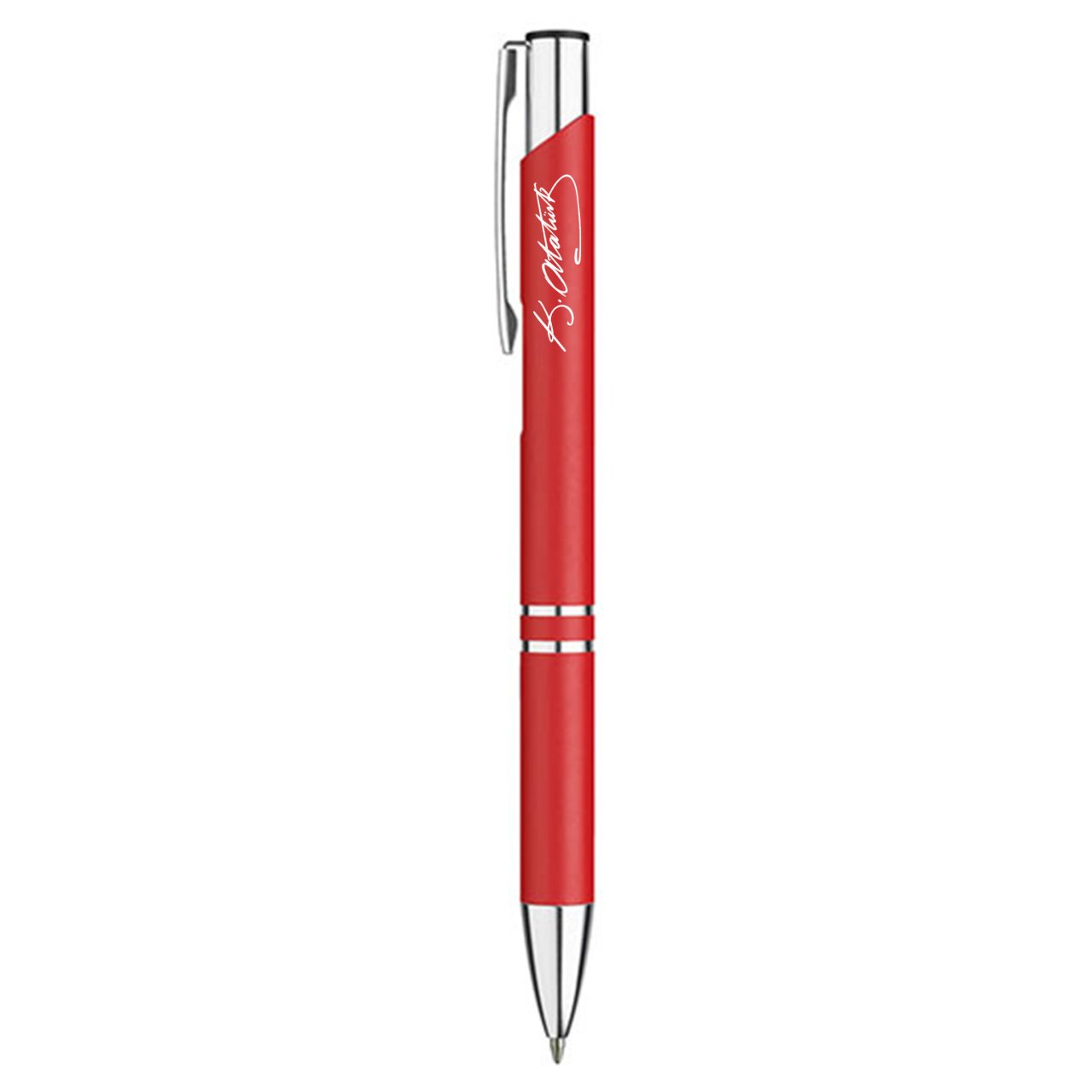 PULKO Promosyon Classic Lines II, Metal Kasa, Tükenmez Kalem, 041 (K. Atatürk İmzalı), Kırmızı