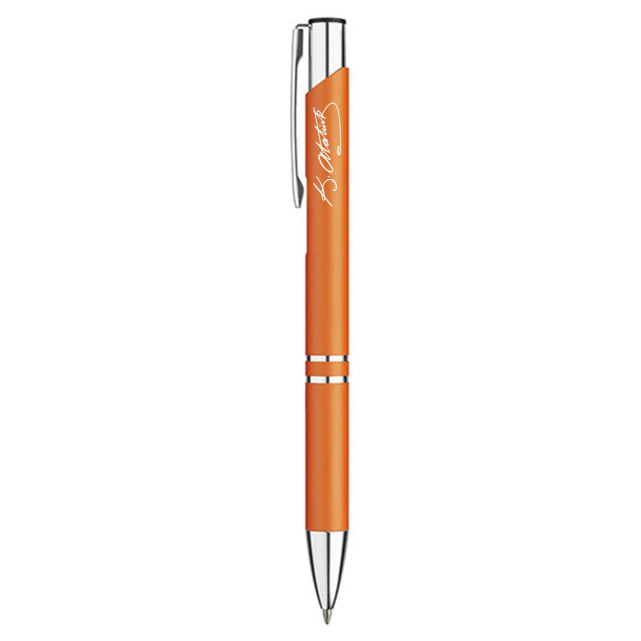 PULKO Promosyon Classic Lines II, Metal Kasa, Tükenmez Kalem, 041 (K. Atatürk İmzalı), Turuncu