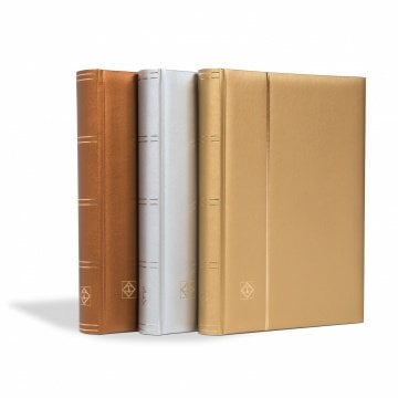 Leuchtturm Pul Defteri METALİK DELUXE S64, A4, 32 Yaprak, 64 Sayfa, Siyah Zemin Bakır