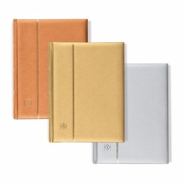 Leuchtturm Pul Defteri METALİK DELUXE S64, A4, 32 Yaprak, 64 Sayfa, Siyah Zemin Bakır