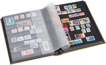 Leuchtturm Pul Defteri METALİK DELUXE S64, A4, 32 Yaprak, 64 Sayfa, Siyah Zemin Gümüş Gri