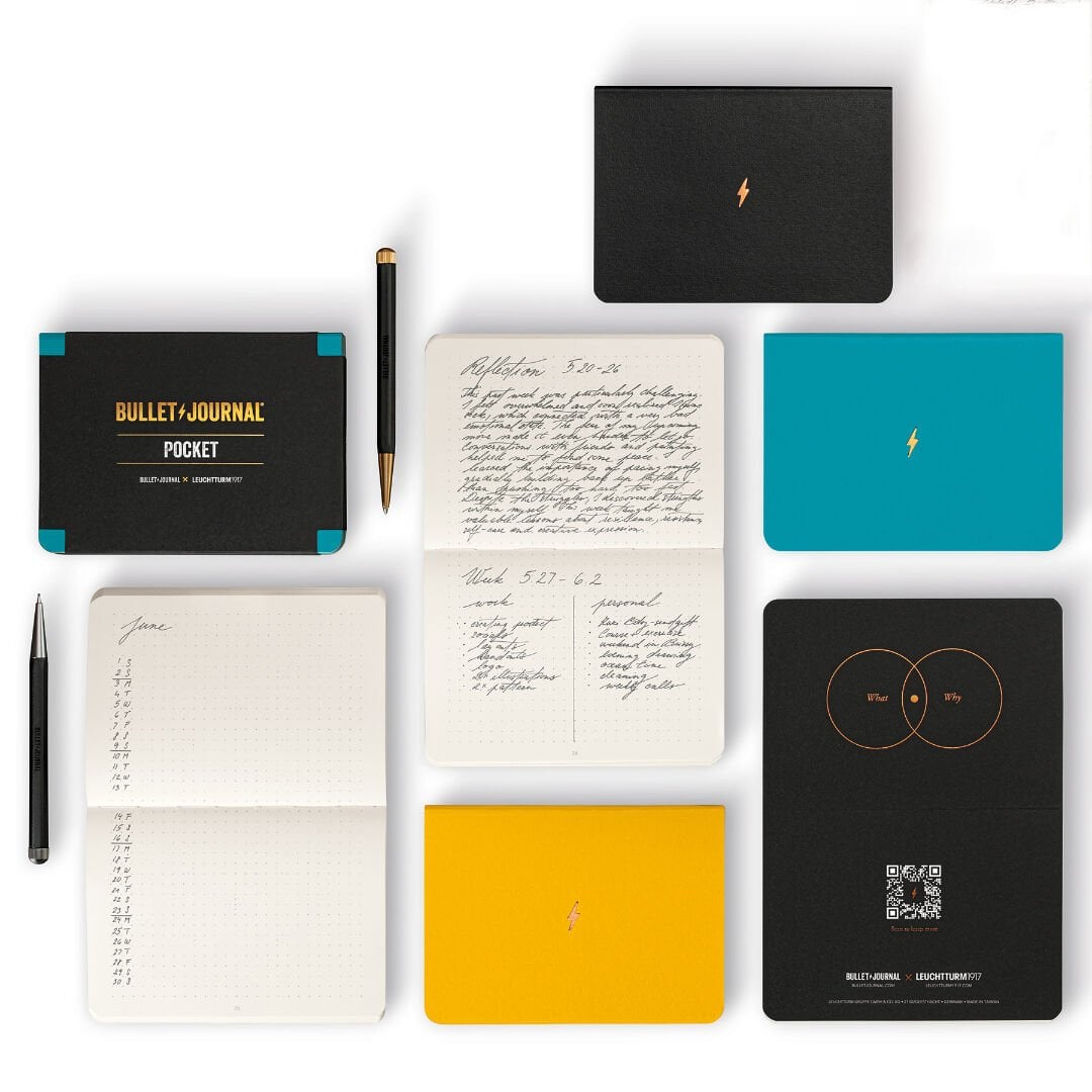 Leuchtturm1917 Bullet Journal Cep Boy, 3'lü Paket, 46 Numaralandırılmış Sayfa, Noktalı,