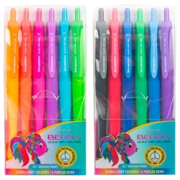 SERVE Berry Jel Kalem 0.7 mm Klasik Renkler Karma BLISTER 6'lı Paket