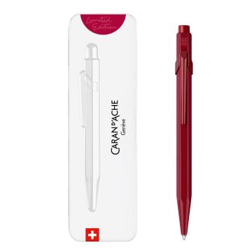 CaranD'ache 849 Limited Edition, Claim Your Style Polar Blue Tükenmez Kalem, Özel Metal Kutusu ile, Garnet Red