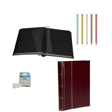 Fotoğraf Albümü, Asitsiz, Lüks, 32 Yaprak, 64 Sayfa, Siyah Zemin, Set Şeklinde, Bordo