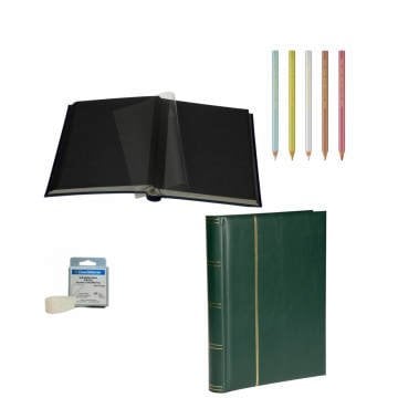 Fotoğraf Albümü, Asitsiz, Lüks, 32 Yaprak, 64 Sayfa, Siyah Zemin, Set Şeklinde, Koyu Yeşil