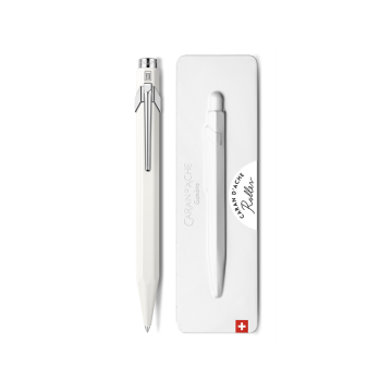 Caran d'Ache 849 XL Format Roller Kalem, Özel Metal Kutusu ile, Beyaz - Mavi Mürekkep
