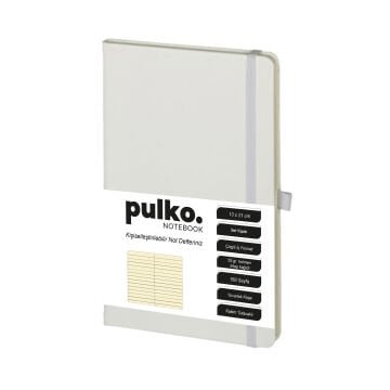 PULKO Notebook Not Defteri, (13x21cm), Termo Deri, Sert Kapak, 160 Sayfa, Krem Kağıt, Çizgili, 011, Beyaz