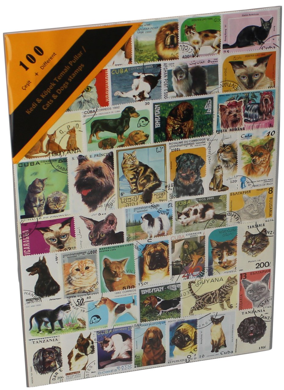 PULKO HistorY 1970 100 Çeşit Damgalı Tematik (İnce, jelatinli paket) (YENİ), Kedi & Köpek Temalı Pullar