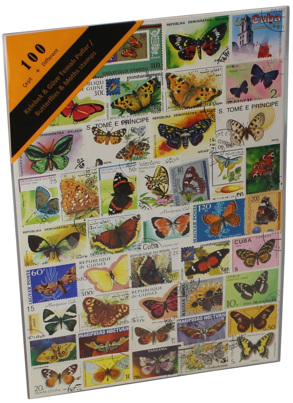 PULKO HistorY 1970 100 Çeşit Damgalı Tematik (İnce, jelatinli paket) (YENİ), Kelebek & Güve Temalı Pullar