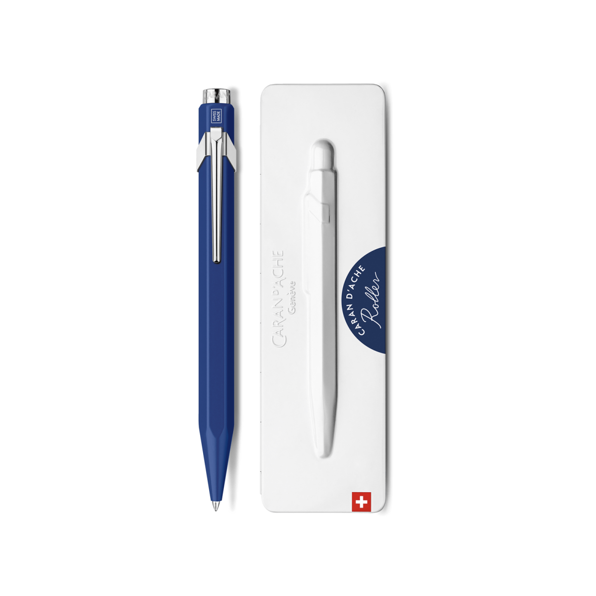 Caran d'Ache 849 XL Format Roller Kalem, Özel Metal Kutusu ile, Mavi - Mavi Mürekkep