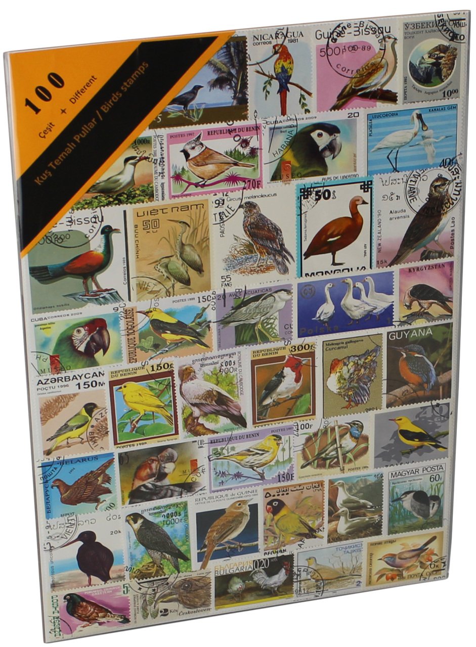 PULKO HistorY 1970 100 Çeşit Damgalı Tematik (İnce, jelatinli paket) (YENİ), Kuş Temalı Pullar