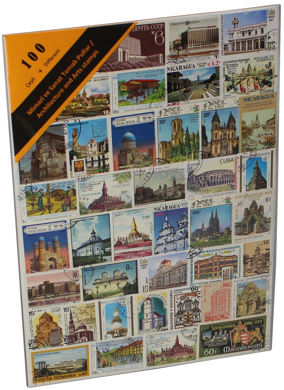 PULKO HistorY 1970 100 Çeşit Damgalı Tematik (İnce, jelatinli paket) (YENİ), Mimari ve Sanat Temalı Pullar