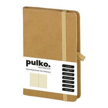 PULKO Notebook Not Defteri, (9x14cm), Termo Deri, Sert Kapak, 192 Sayfa, Çizgili, 035, Bej