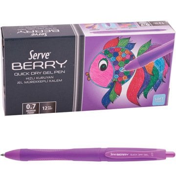 Serve Berry Jel Kalem 0.7 mm Klasik Renkler, Koyu Lila - 12'li Kutu