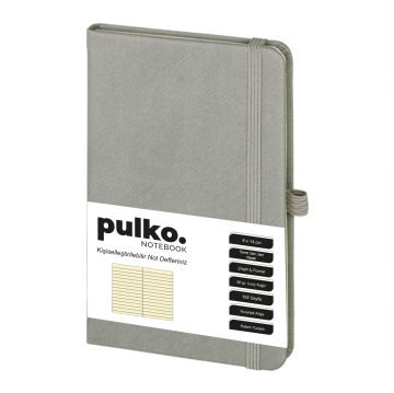 PULKO Notebook Not Defteri, (9x14cm), Termo Deri, Sert Kapak, 192 Sayfa, Çizgili, 035, Gri