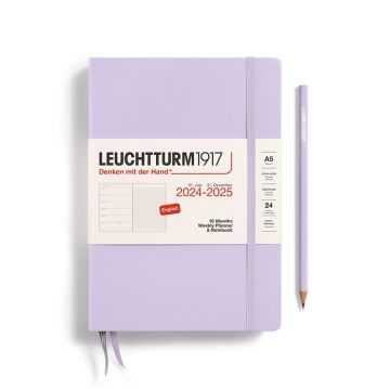 Leuchtturm1917 Haftalık Planlayıcı ve Not Defteri Orta Boy (A5) 2025, 18 Aylık, İngilizce, Leylak