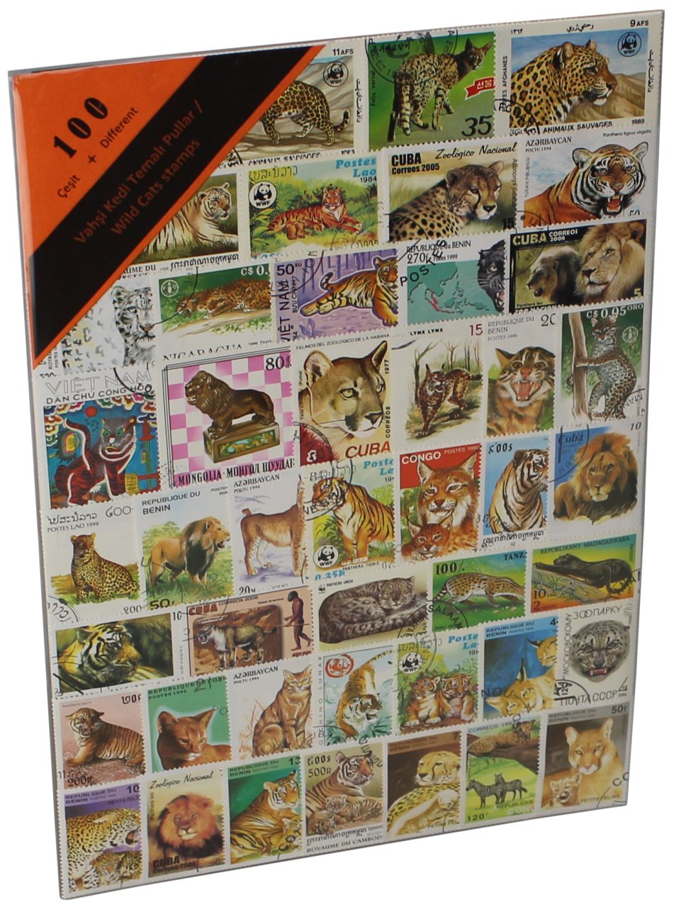 PULKO HistorY 1970 100 Çeşit Damgalı Tematik (İnce, jelatinli paket) (YENİ), Vahşi Kedi Temalı Pullar