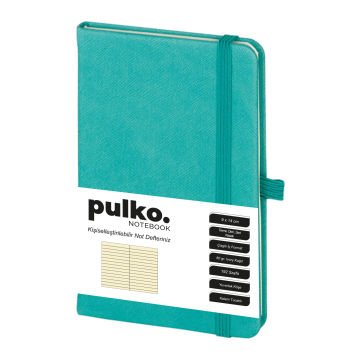 PULKO Notebook Not Defteri, (9x14cm), Termo Deri, Sert Kapak, 192 Sayfa, Çizgili, 035, Turkuaz