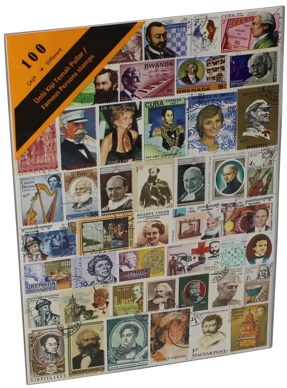 PULKO HistorY 1970 100 Çeşit Damgalı Tematik (İnce, jelatinli paket) (YENİ), Ünlü Kişi Temalı Pullar