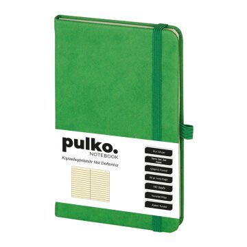 PULKO Notebook Not Defteri, (9x14cm), Termo Deri, Sert Kapak, 192 Sayfa, Çizgili, 035, Yeşil
