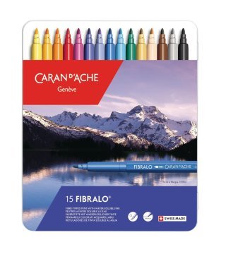 Caren d'Ache FIBRALO felt-tip pen set (soluble in water) with 15 Case