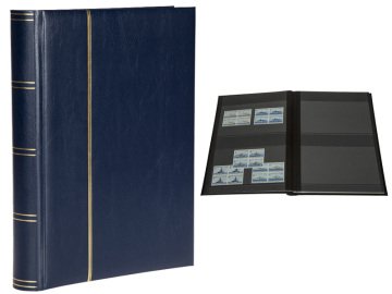 histoire Pulko 4'lü 1970 Stamp Book A4 + Taille du bloc, noir étage, Couverture souple, bleu foncé - 32 feuilles, 64 pages, 128 Compartments (sol noir)