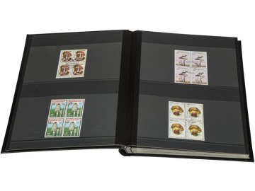 histoire Pulko 4'lü 1970 Stamp Book A4 + Taille du bloc, noir étage, Couverture souple, bleu foncé - 32 feuilles, 64 pages, 128 Compartments (sol noir)
