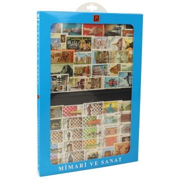 PULKO HistorY 1970 100 Çeşit Damgalı Pul Koleksiyonu Mimari & Sanat