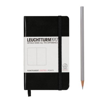 Leuchtturm1917 Not Defteri Cep Boy (A6), Sert Kapak, 185 Numaralandırılmış Sayfa, Noktalı - Siyah