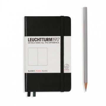 Leuchtturm1917 Not Defteri Cep Boy (A6), Sert Kapak, 185 Numaralandırılmış Sayfa, Düz - Siyah