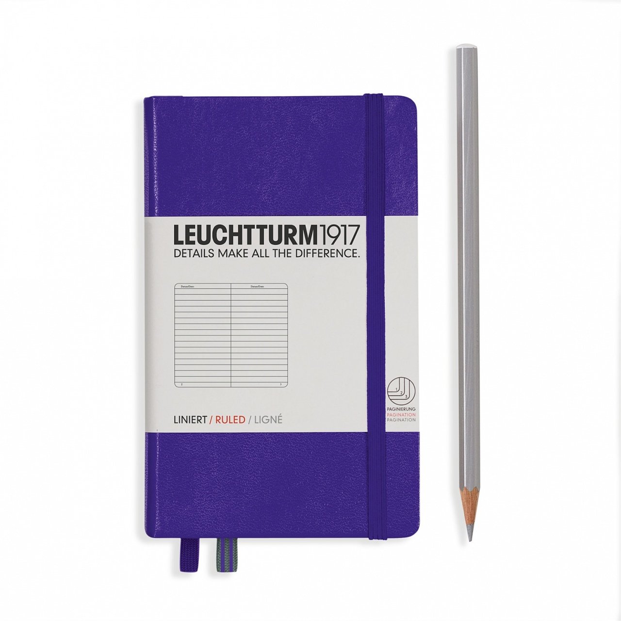 Leuchtturm1917 Not Defteri Cep Boy (A6), Sert Kapak, 185 Numaralandırılmış Sayfa, Çizgili - Menekşe