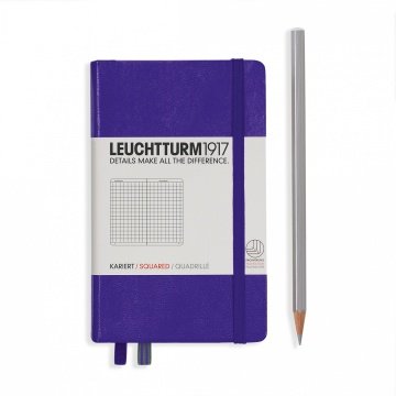 Leuchtturm1917 Not Defteri Cep Boy (A6), Sert Kapak, 185 Numaralandırılmış Sayfa, Kareli - Menekşe