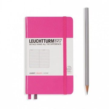 Leuchtturm1917 Not Defteri Cep Boy (A6), Sert Kapak, 185 Numaralandırılmış Sayfa, Çizgili - (Yeni) Pembe