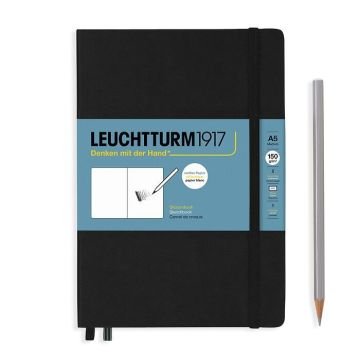 Leuchtturm1917 Sketchbook - Eskiz Defteri Orta Boy (A5), Sert Kapak 112 Beyaz Sayfa (150 gr), Siyah