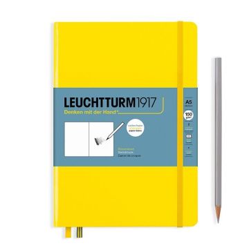 Leuchtturm1917 Sketchbook - Eskiz Defteri Orta Boy (A5), Sert Kapak 112 Beyaz Sayfa (150 gr), Limon Sarı