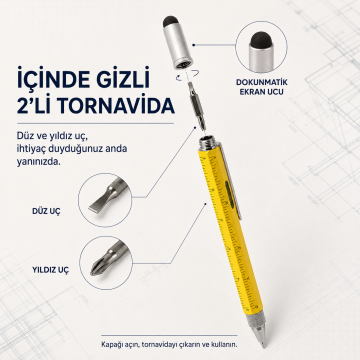 4 Özellikli Mühendis, Tükenmez Kalem, (Mavi Kartuşlu), 041,