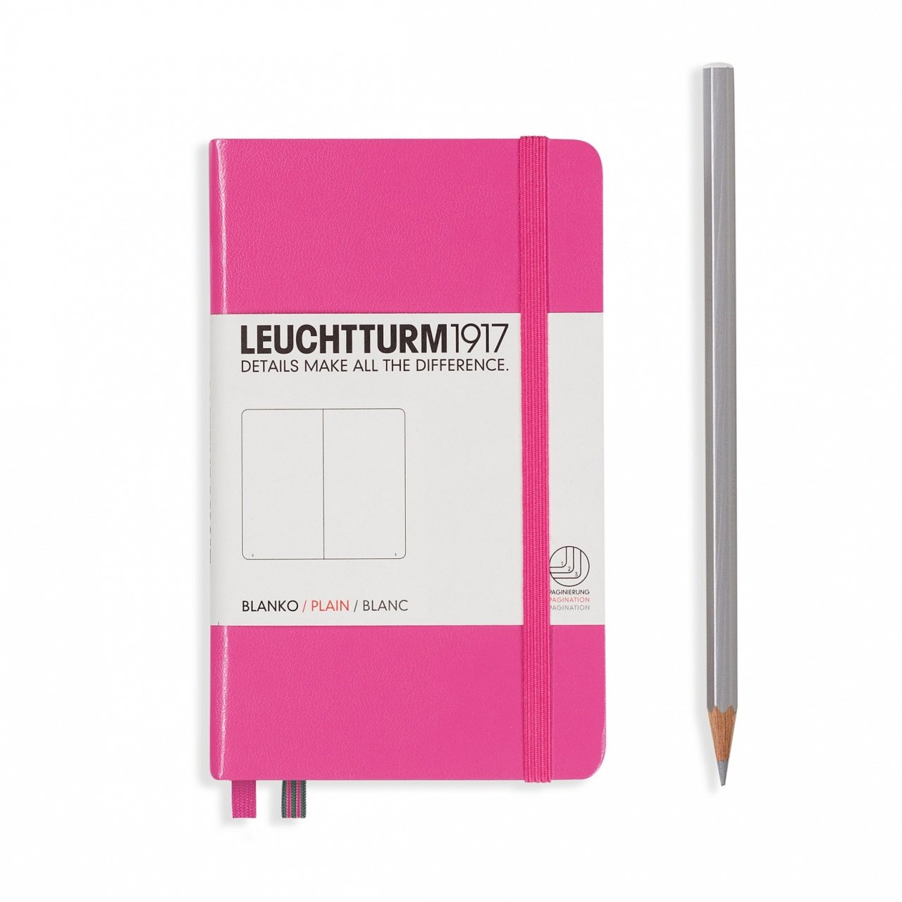 Leuchtturm1917 Not Defteri Cep Boy (A6), Sert Kapak, 185 Numaralandırılmış Sayfa, Düz - (Yeni) Pembe