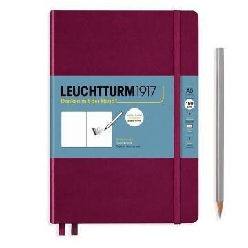 Leuchtturm1917 Sketchbook - Eskiz Defteri Orta Boy (A5), Sert Kapak 112 Beyaz Sayfa (150 gr), Liman Kırmızısı