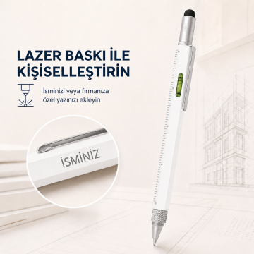 4 Özellikli Mühendis, Tükenmez Kalem, (Mavi Kartuşlu), 041, Beyaz