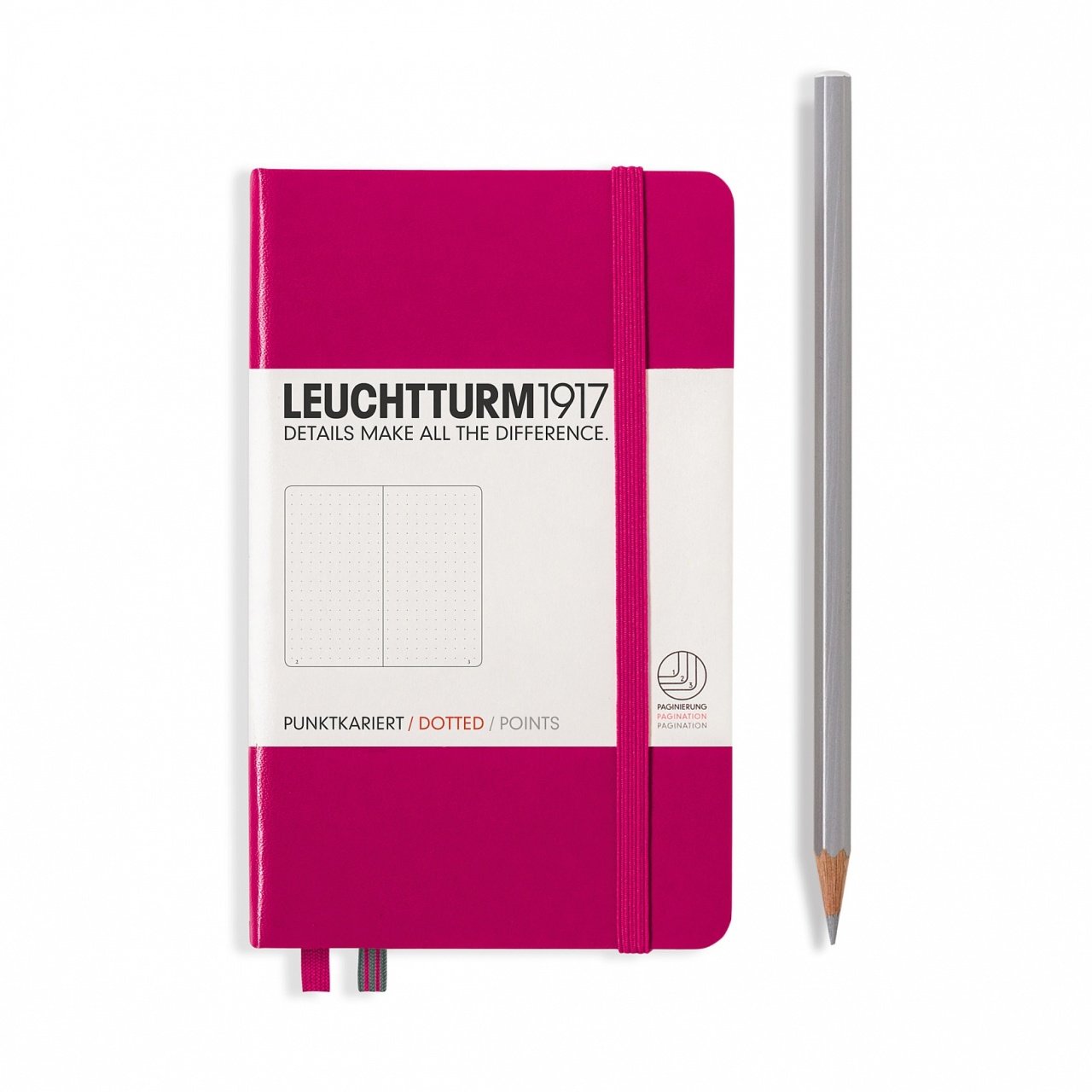 Leuchtturm1917 Not Defteri Cep Boy (A6), Sert Kapak, 185 Numaralandırılmış Sayfa, Noktalı - Vişne