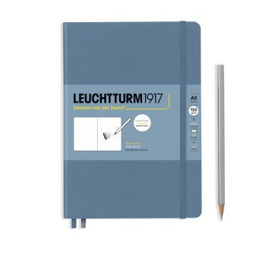 Leuchtturm1917 Sketchbook - Eskiz Defteri Orta Boy (A5), Sert Kapak 112 Beyaz Sayfa (150 gr), Taş Mavi