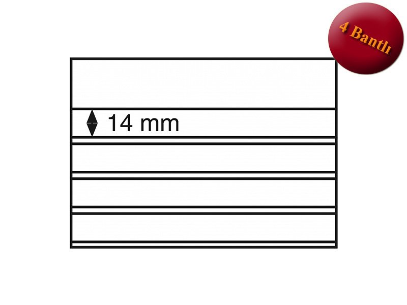 Leuchtturm Pul Kartelası, Sert PVC, Pencereli, Siyah Zeminli, 4 Bantlı (158x113mm) / (100'lük Paket)